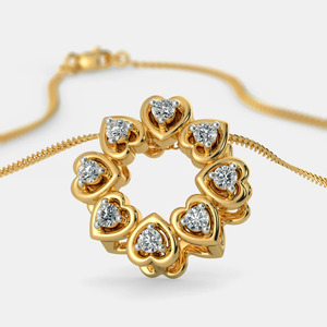 Collar con Colgante de Diamante Cultivado en Laboratorio en Forma de Corona de Corazones de Oro Amarillo de 14K - Product Image 4