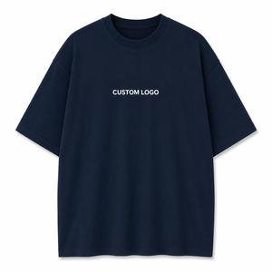 T-shirt Homme Oversize Tendance en Coton Bleu Marine Col Rond Manches Courtes Écologique 220g Coupe Décontractée en Jersey - Product Image 1