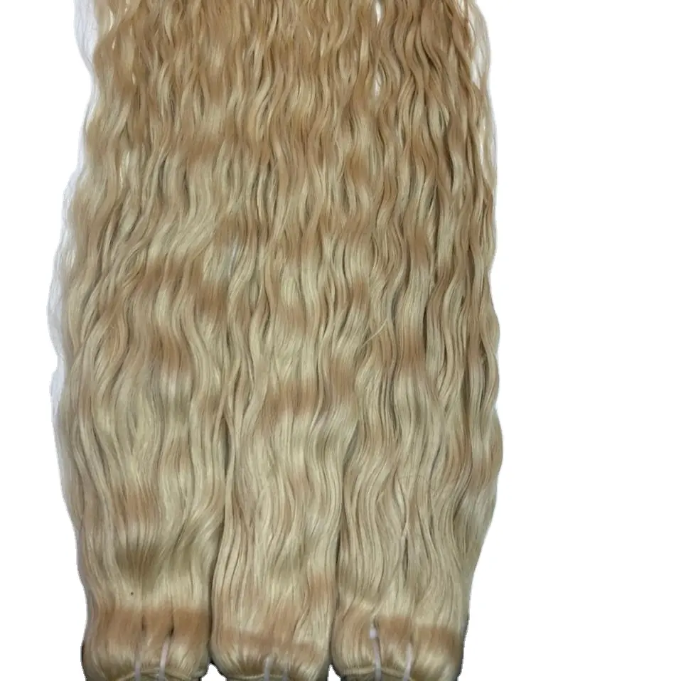 Светлые 613 натуральные человеческие волосы, отбеленные удлинители, восточные волосы, узлы с двойной прострочкой, пучки необработанных индийских волос
