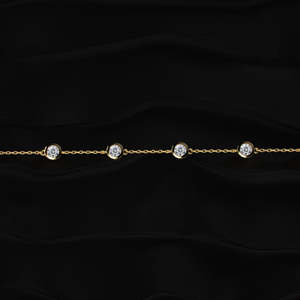 Luxury round moissanite bezel station <b>bracelet</b> 7 inch 925 sterling <b>silver</b> 10k 14k 18k gold platinum minimalist chain - Product Image 2