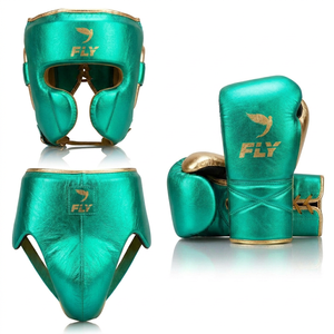 Guantes de Boxeo Personalizados Fly y Kit de 3 Protectores de Cabeza/Ingle de Cuero - Cómodos y Duraderos - Product Image 1