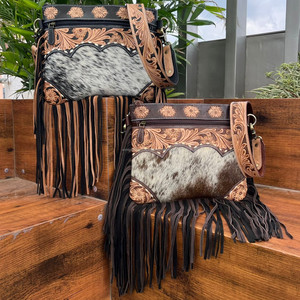 Tout nouveau Design Western Collection usiné à la main en cuir de vachette femmes sac à main frange bandoulière épaule sac de messager pour dames - Product Image 4