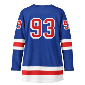 Camiseta de Hockey sobre Hielo para Mujer, 100% Poliéster, Absorbe la Humedad, Secado Rápido, Azul y Rojo, Deportiva, Manga Larga, Uniforme de Alto Rendimiento - Product Image 3