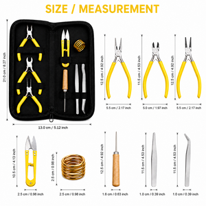 Kit de herramientas para hacer joyas, alicates de acero inoxidable con mangos amarillos para manualidades, juego de 8 piezas - Product Image 5