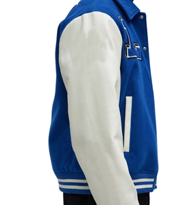 Wholesale Custom Winter Street Wear Genuine Leather Sleeves Men's <b>Wool</b> Baseball Letterman Varsity Jacket - Product Image 5