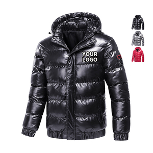 Vestes matelassées brillantes d'hiver avec logo personnalisé, manteaux à bulles brillants pour hommes - Product Image 1