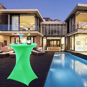 Custom Logo Light Blue Hole Stretch Overlay <b>Tablecloth</b> Wholesale <b>round</b> Ivory Circle Table Cloth - Product Image 5