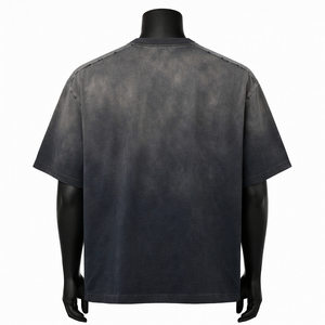 T-shirt Homme Oversize Personnalisé Effet Délavé Vintage Dégradé Streetwear Coton Manches Courtes Décontracté Mode Uni OEM - Product Image 5