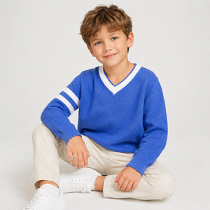 Nouveau design de pulls d'hiver élégants pour bébés garçons pour enfants pulls à col en V et à rayures - Product Image 2