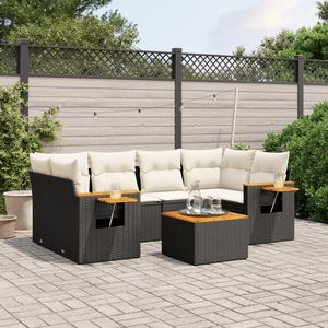 Ensemble de canapés de jardin noirs en rotin PE, mobilier d'extérieur avec coussins, design contemporain, imperméable, pour usage en terrasse - Product Image 3