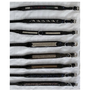 Saman exporte collier de chien en cuir à motif solide de qualité supérieure cristallisé haut fabricant indien fournisseur grossiste Rivet - Product Image 2