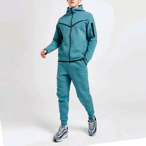 Conjunto Deportivo de Hombre en Felpa Técnica, Sudadera con Cremallera Completa, Pantalones Deportivos, 69% Algodón, 31% Poliéster, Color Azul Zinc, Tallas Grandes - Product Image 1