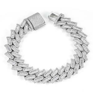 Luxury VVS Moissanite Diamond Baguette Cut Channel Setting 925 Sterling Silver Party wear Wrist Wear Bracelet For <b>Men</b> Women - Product Image 4