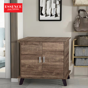 Zapatero moderno de lujo de 2 puertas y 4 niveles de roble oscuro SC2032 para sala de estar, apartamento, entrada, uso en Hotel, zapateros de fabricación Malaya - Product Image 1