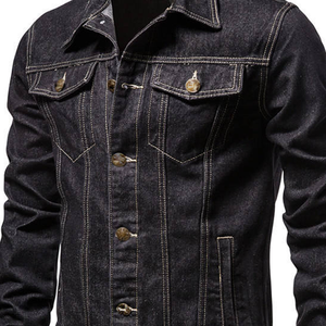 Vestes en jean décontractées unisexes, respirantes, patchwork, col montant, à capuche, écologiques, à prix raisonnable - Product Image 3
