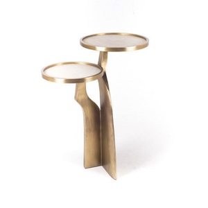 Mesa de Cóctel Doble de Aluminio de Alta Calidad, Mueble de Metal de Primera Calidad, Mesa Auxiliar Decorativa para el Hogar, Hotel, Mesa para Bebidas y Vino, Latón - Product Image 1