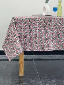 Indian Block Print Tablecloth Floral Cotton <b>Table</b> <b>Cover</b> Pink French Tablecloth Rectangle <b>Table</b> Cloth <b>Dining</b> <b>Table</b> Decor - Product Image 2