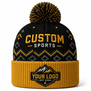 Fabricante de Gorros Deportivos Personalizados con Pompones |   Gorros de Invierno Tejidos OEM ODM |   Gorros Personalizados con Estampado de Goma en Relieve y Bordado 3D - Product Image 1