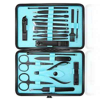 Kit de manucure et pédicure professionnel 18 pièces, outils en acier inoxydable, léger, réutilisable, étui portable, style classique, ensemble de soins des ongles