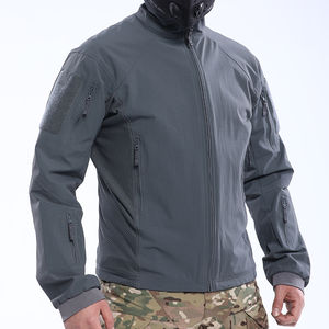 Blouson bomber softshell décontracté pour homme avec col rabattable, fermeture éclair, motif uni et logo frontal - Product Image 2