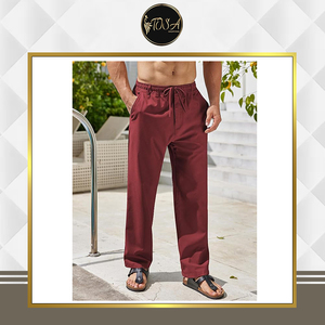 Pantalones Casuales de Lino Impermeables y Transpirables de Calidad Premium con Cordón Ajustable y Frente Plano, Ligeros, de Marca Reconocida, para Venta al por Mayor Global - Product Image 3