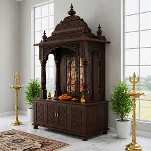 Puerta de Templo Tallada a Mano en Madera de Teca con Acabado Antiguo, Ecológica, de Primera Calidad, Diseño Exclusivo, Gran Venta - Product Image 2