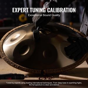 Handpan in Re minore da 22 pollici con 10 note 432Hz, strumento a percussione, supporto, bacchette e borsa per il trasporto inclusi - Product Image 5