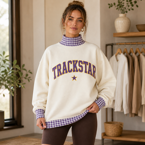 เสื้อสเวตเชิ้ตคอเต่าปักลาย Trackstar รุ่น TS-MN-031 คุณภาพส่งออก ทรงโอเวอร์ไซส์ สไตล์ลำลองสำหรับผู้หญิง ผ้าฟลีซพรีเมียม สตรีทแฟชั่น - Product Image 3