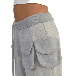 Ensemble de survêtement gris en coton pour femme – Pantalon de jogging long et sweat à capuche demi-zippé – Coupe décontractée et ample – Couleur unie respirante pour l'automne - Product Image 6