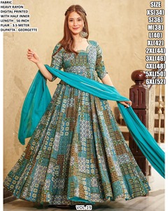 Robe Anarkali traditionnelle en rayonne Sunshine Bloom pour femmes - Toutes saisons - Product Image 3