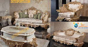 Juego de sofás de estilo indio clásico para el hogar, conjunto de sofás de madera real, diseño tradicional para sala de estar - Product Image 4