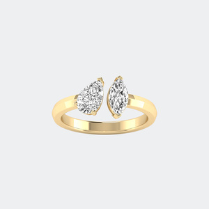 Anillo de Diamantes Toi Et Moi con Corte Marquise de 1.30 CTW, D-E-F VVS-VS, Cultivado en Laboratorio, Oro de 14K, Joyería Sostenible Minimalista de Dos Piedras, Regalo - Product Image 1