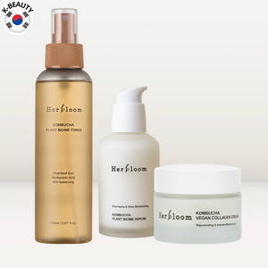 Ensemble de soins de la peau végétaliens coréens de Herbloom, routine en 3 étapes au kombucha, tonique, sérum, crème pour une hydratation anti-âge pour tous les types de peau - Product Image 1