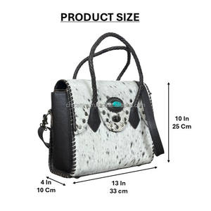 Sac fourre-tout de luxe en cuir de vachette vintage clouté et orné de pierres turquoise, grande capacité, sac à bandoulière de voyage pour femme - Product Image 2