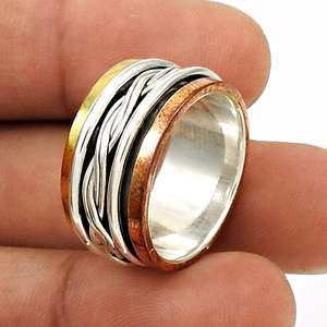 Anillos Anchos Irregulares de Diseño con Pliegues y Trenzado, Precio al por Mayor, Joyería Bohemia Hecha de Plata de Ley 925 - Product Image 1