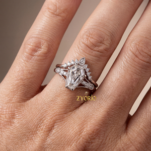 High Quality Art Deco Coffin Cut Lab Grown Diamond Engagement <b>Ring</b> Retro Inspired Trendy <b>Statement</b> <b>Ring</b> for Bride Proposal Party - Product Image 5