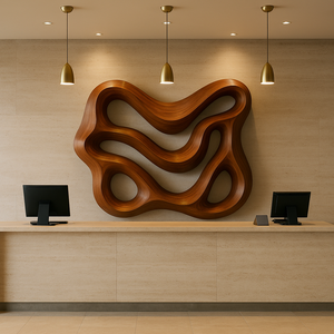 Sculpture Art Déco de Luxe Décoration Murale Meubles en Bois Organique Artisanaux pour Salon Cadeau de Pendaison de Crémaillère - Product Image 4