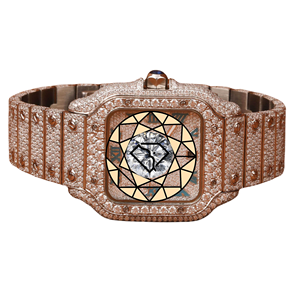 Reloj de Pulsera Personalizado con Diamantes, Caja Cuadrada Completamente Adornada, Brazalete de Eslabones Atornillados, Reloj de Lujo - Product Image 1