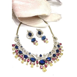 Vintage Gold Plated Zircon <b>Necklace</b> and Earring Set Women's Party Jewelry Alloy <b>Statement</b> Choker Fashion Jewelry Sets - Product Image 1