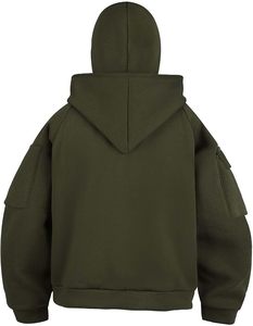 เสื้อฮู้ดดี้ครึ่งซิป Y2K ผ้าฟลีซคอตตอน 100% สีเขียวล้าง คุณภาพสูง ขายส่ง สำหรับผู้ชาย มีฮู้ดปิดหน้า สวมใส่สบายๆ - Product Image 2