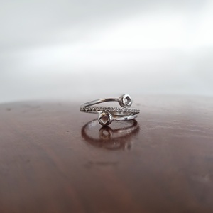 Namivaa 925 Sterling <b>Silver</b> Open Wrap <b>Ring</b> with Round Cubic Zirconia Minimalist <b>Adjustable</b> Women Fashion Daily Wear Gift - Product Image 1