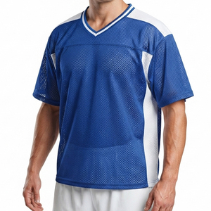 Maillot de lacrosse pour homme en mesh à col en V, manches courtes, respirant, épaules tombantes - Product Image 1