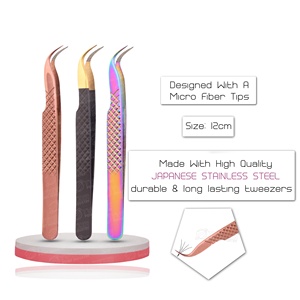 Pinzas de pestañas de marca privada a granel con logotipo personalizado, herramientas de agarre de diamante dorado fino para extensiones de pestañas, Accesorios de belleza - Product Image 6