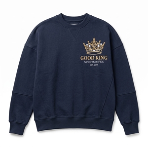 เสื้อสเวตเชิ้ตคอกลมสีกรมท่าสำหรับผู้ชาย ผ้าฝ้ายฟลีซพรีเมียม หนานุ่ม สวมใส่สบาย สไตล์สตรีทแวร์ รับผลิตแบบ OEM - Product Image 1