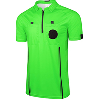 Jersey Wasit Sepak Bola Lengan Pendek Hijau Dengan Ritsleting Dan Saku, Menyerap Keringat, Seragam Pria, Ukuran Reguler, Semua Musim