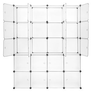 Organisateur modulaire empilable blanc à 20 compartiments, armoire multifonctionnelle avec tringle suspendue, rangement portable pour penderie - Product Image 4