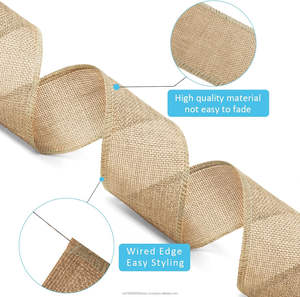 Jute Burlap Wired Ribbon 2.5 Inch X 12 Meters Eco-Friendly Natural Burlap Fabric Ribbon Bows Gift Wrapping Tree Outdoor - Product Image 2