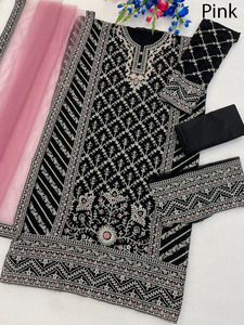 La mayoría de los productos de tendencia Salwar Kameez vestido de novia de estilo indio pakistaní con bordado para damas ropa de fiesta confeccionada - Product Image 2