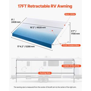 Kit d'auvent rétractable pour camping-car de 17,12 pieds, cadre en aluminium, tissu PVC imperméable, ombrage pour le camping en plein air - Product Image 2