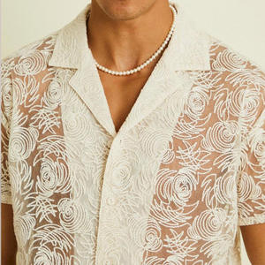 Chemise décontractée à dentelle pendulaire personnalisée OEM 2026, nouvelle collection, tendance mode estivale pour homme, fabriquée par TRIOTAKE INDUSTRY - Product Image 4